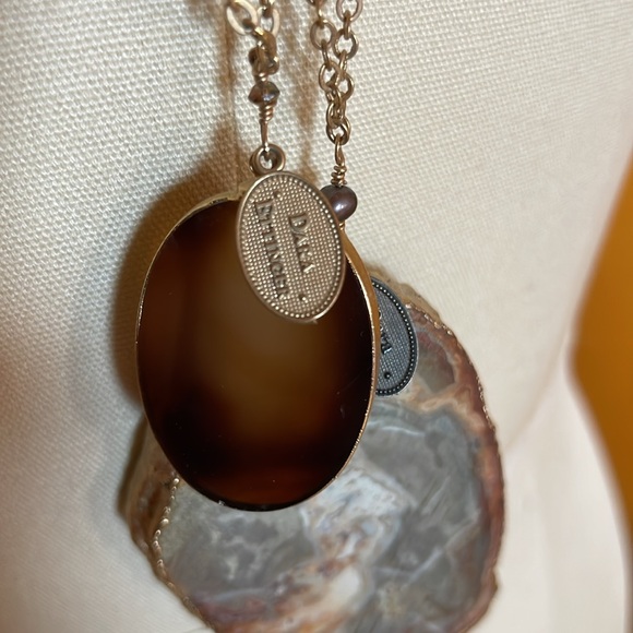 Anthropologie Dara Ettinger Two Layered gold tone chain stone pendant necklaces - Picture 3 of 7
